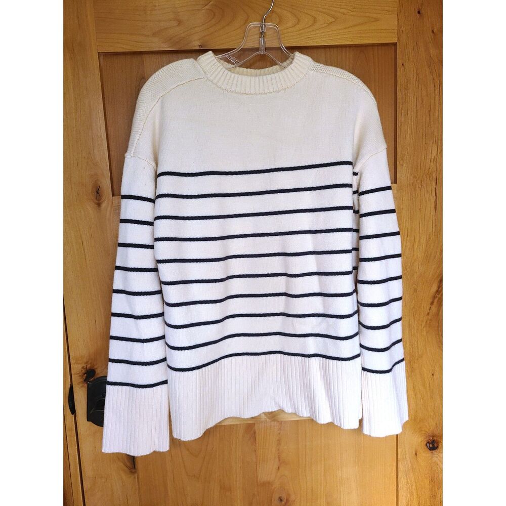 Zara Thick‎ Breton Striped French Sailor SMALL Sweater Capsule Wardrobe Cream S